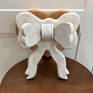 White Decorative Wooden Bow Accent - Home Art